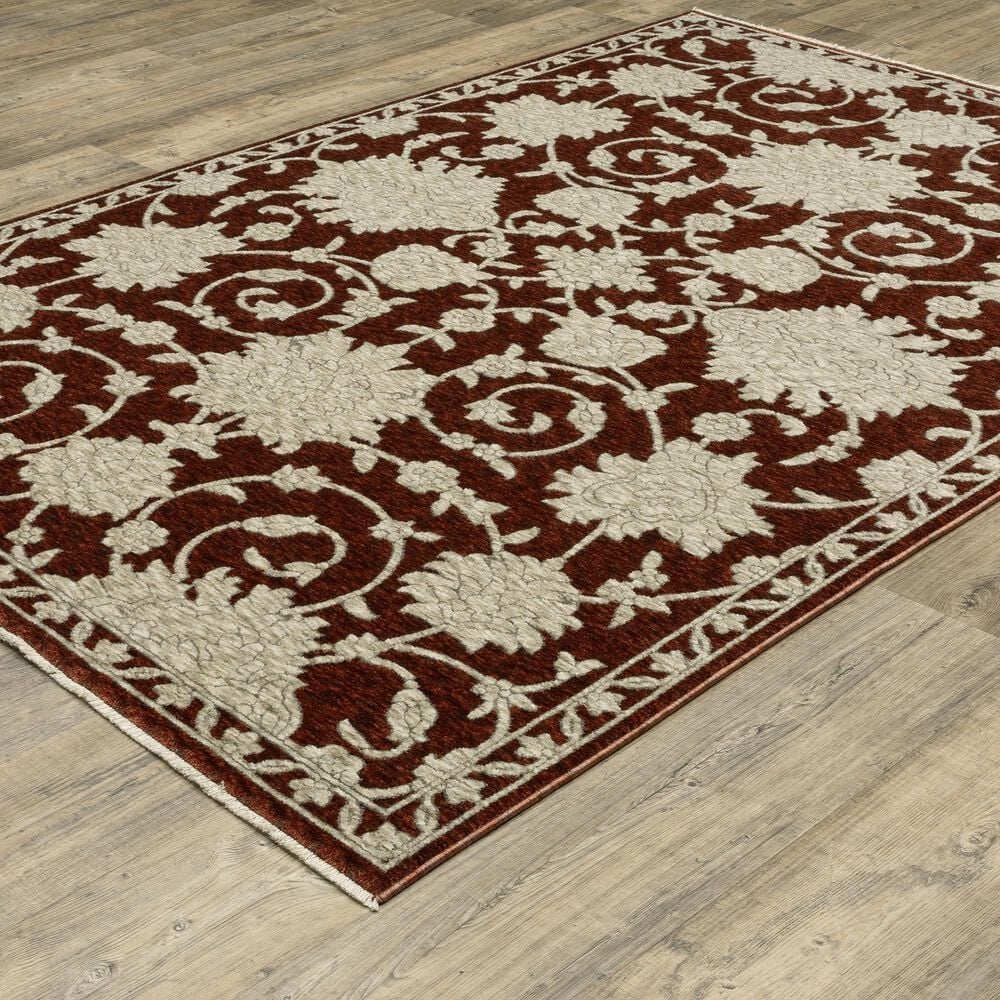 Oriental Weavers Capella Red and Beige 6&#39;7&quot; x 9&#39;6&quot; Area Rug, , large