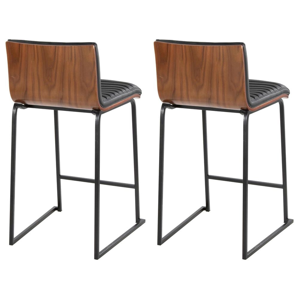 Lumisource Mason Mara Counter Stool with Black Cushion in Black and Walnut &#40;Set of 2&#41;, , large