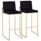 Lumisource Fuji High Back Barstool with Black Velvet in Gold (Set of 2), , large