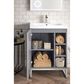 James Martin Vanities Alicante 24" Single Bathroom Vanity in Grey Smoke and Brushed Nickel with 5 cm White Glossy Resin Top and Rectangular Sink, , large