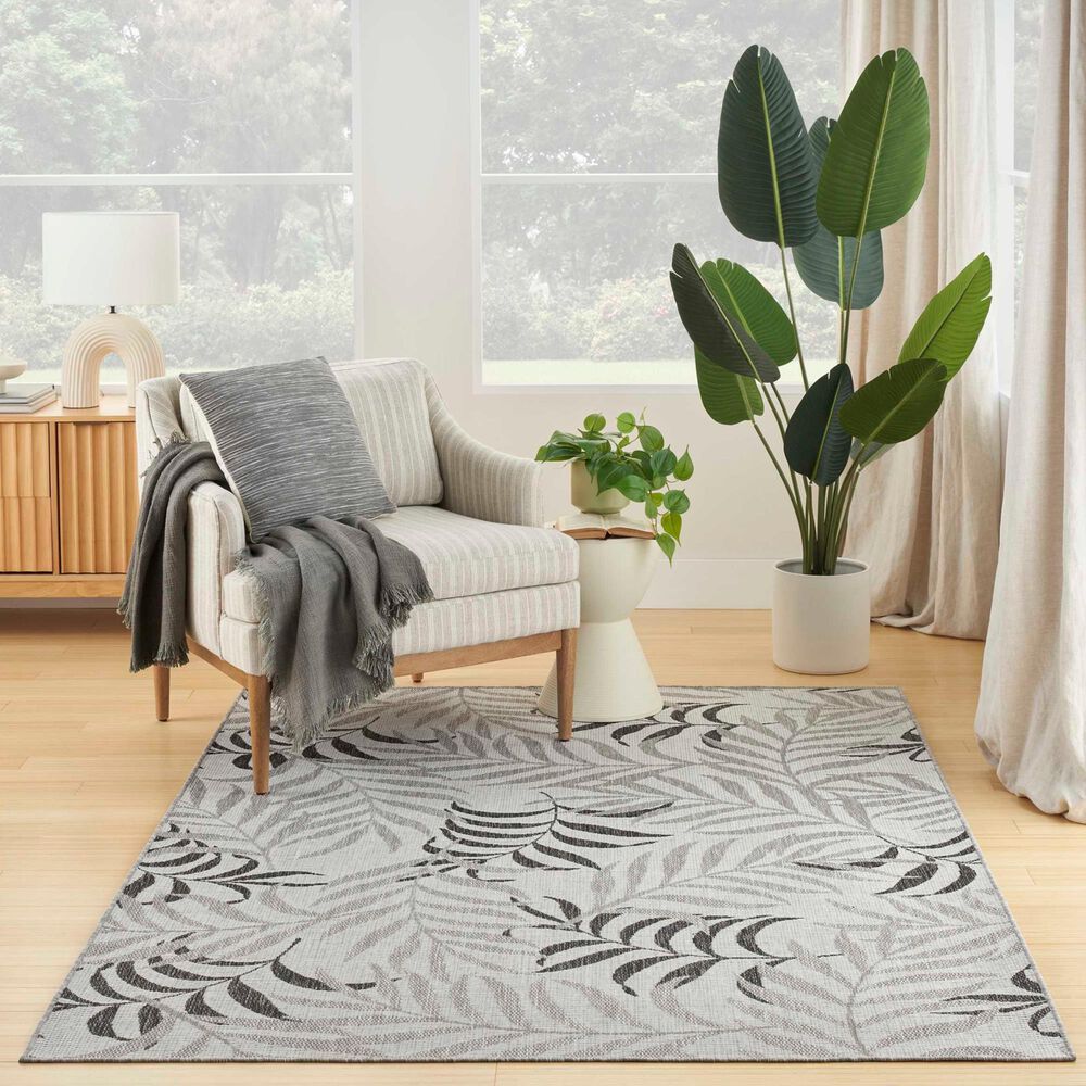 Nourison Garden Oasis Nature Grey 6&#39; x 9&#39; Indoor/Outdoor Area Rug, , large
