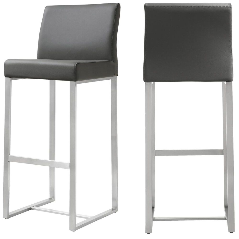 Tov Furniture Denmark Barstool in Grey and Silver (Set of 2), , large