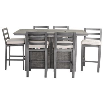 Gathercraft Allasio 7-Piece Bar Height Gas Fire Pit Set in Pewter, , large