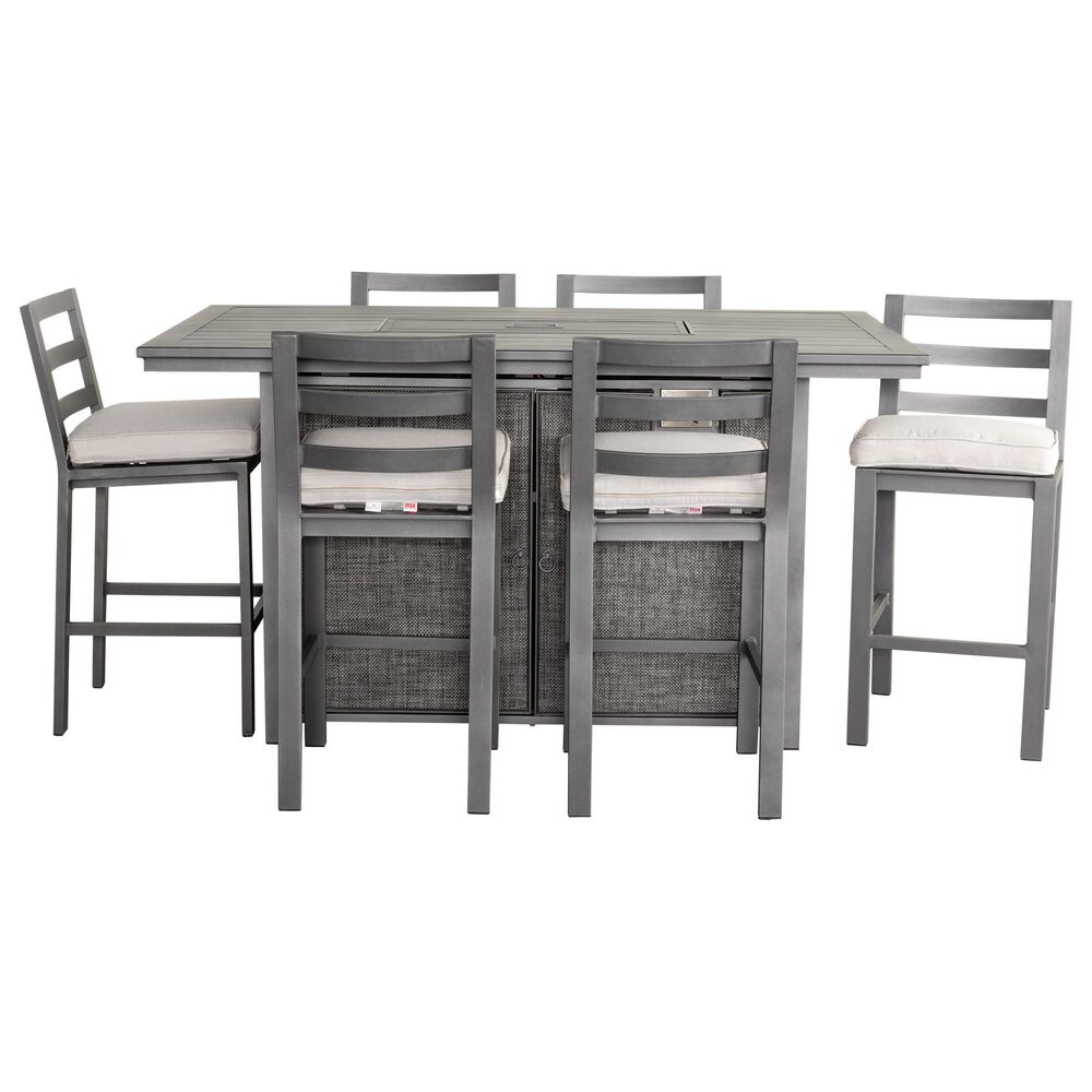 Gathercraft Allasio 7-Piece Bar Height Gas Fire Pit Set in Pewter, , large