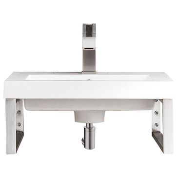James Martin Vanities Boston 20" Single Wall Brackets in Brushed Nickel with 3 cm White Glossy Resin Top and Rectangular Sink, , large