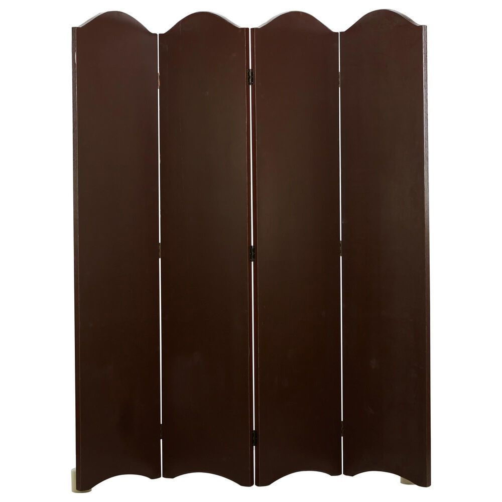 Maple and Jade Traditional Faux Leather Covering Room Divider Screen in Brown, , large