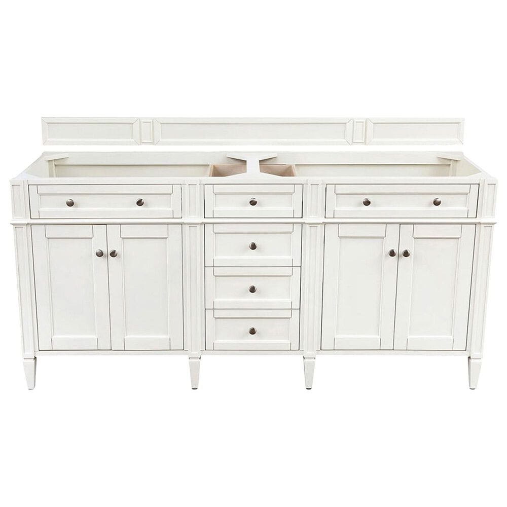 James Martin Vanities Brittany 72&quot; Double Bathroom Vanity in Bright White with 3 cm White Zeus Quartz Top and Rectangular Sinks, , large