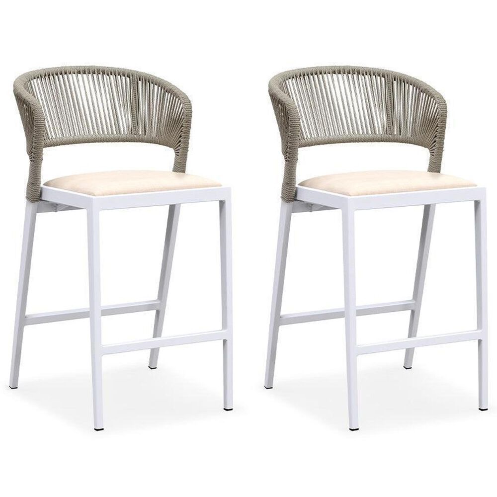 HOMLUX Outdoor Counter Stool with Open-Frame Backrest in White (Set of 2), , large