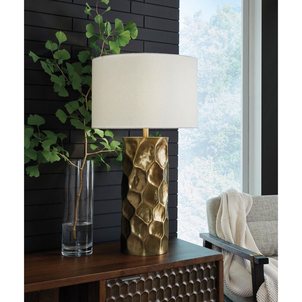 Ashley Marshawn Metal Table Lamp in Gold, , large