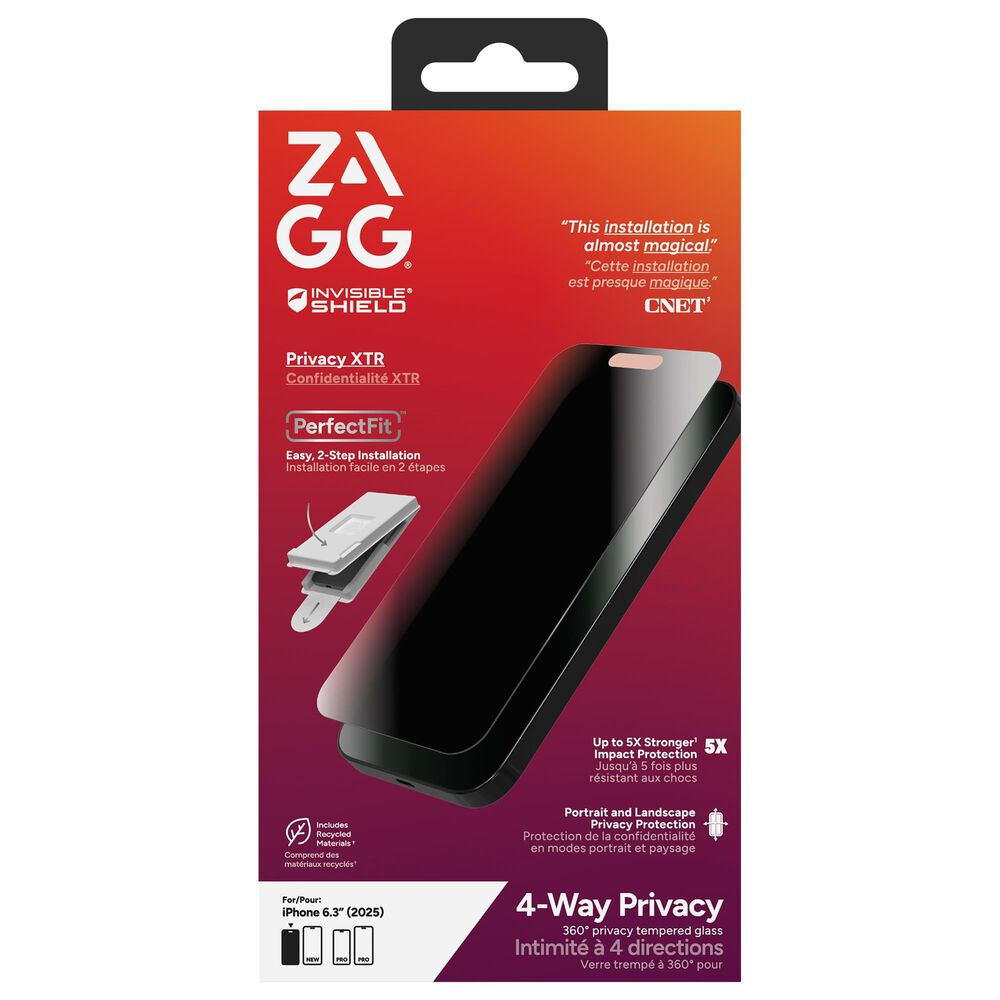 Zagg InvisibleShield XTR Privacy Glass Screen Protector for Apple iPhone 17 in Clear, , large