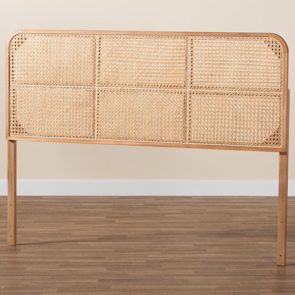 Baxton Studio Lainer Queen Panel Headboard in Natural Brown, , large