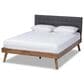 Baxton Studio Devan Queen Platform Bed with Dark Grey Fabric in Walnut Brown, , large