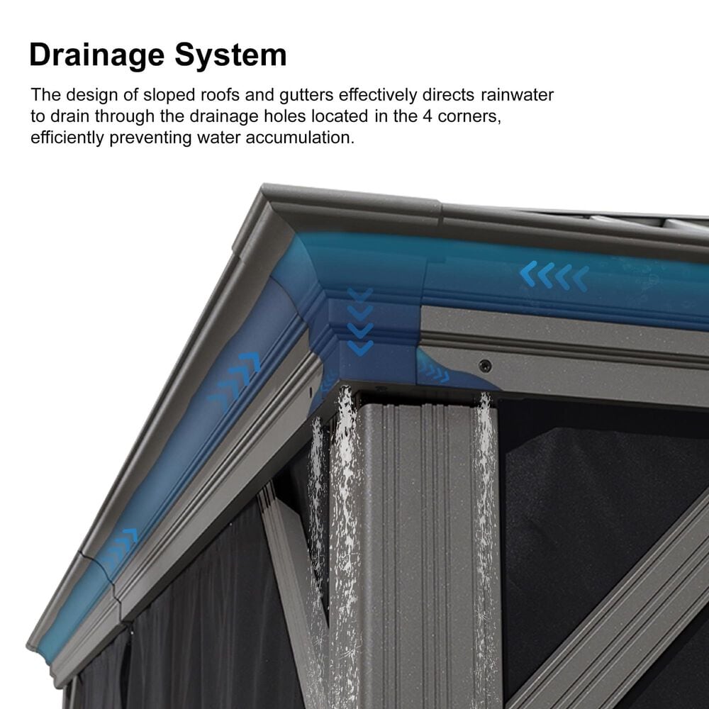 HOMLUX 12-ft x 10-ft Aluminum Gazebo with Double Metal Roof in Light Gray, , large