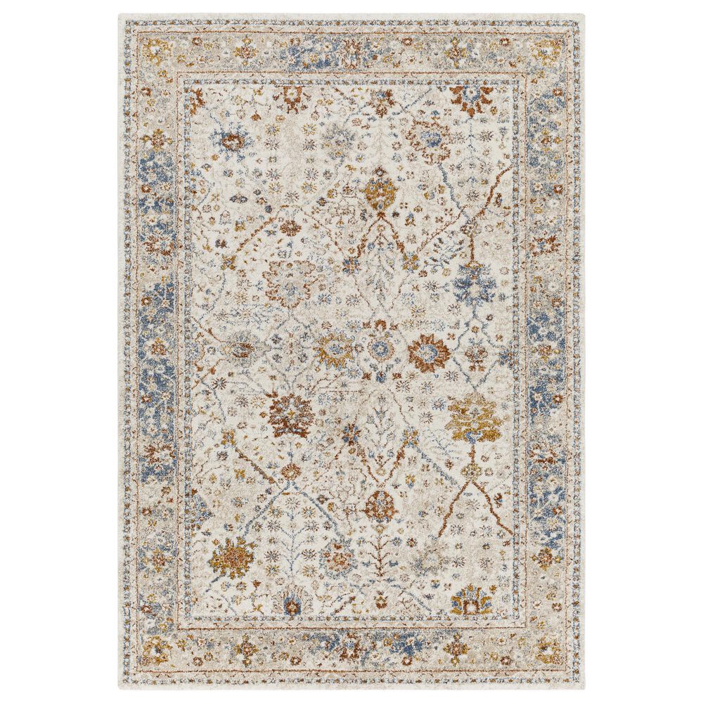 Surya Tuscany TUS-2330 Brown, Cream, Light Beige, Blue, Bright Yellow and Dusty Coral 12" x 15" Area Rug, , large