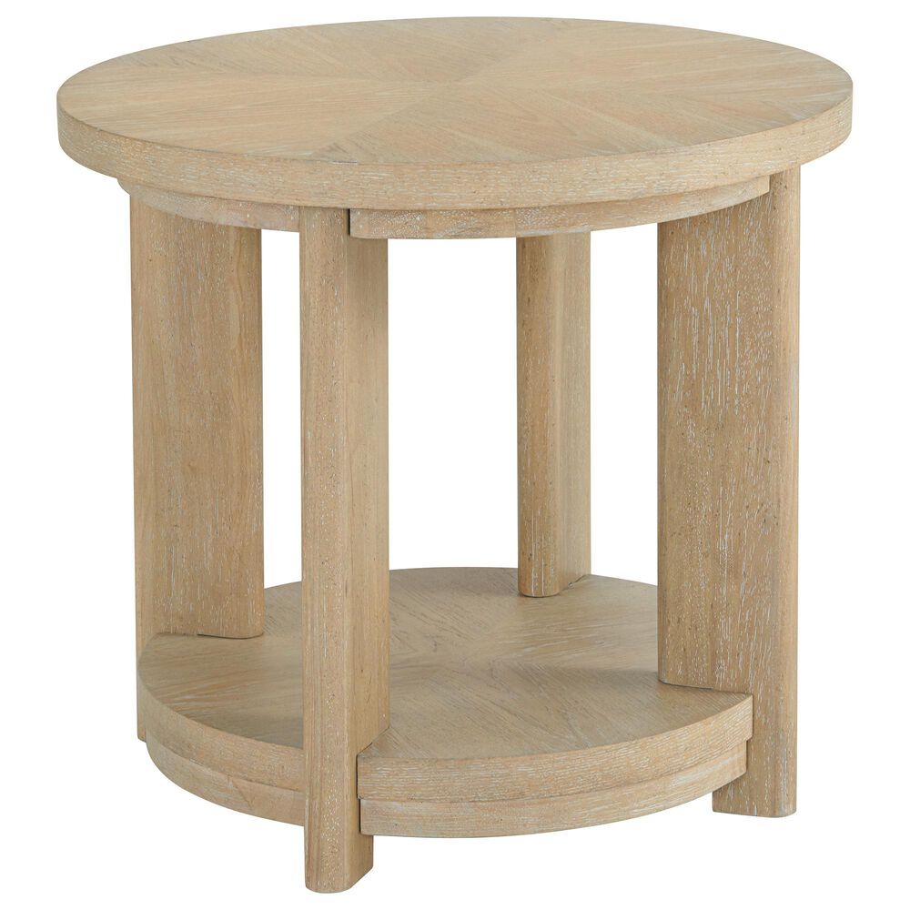 Golden Wave Furniture Pacific Grove Round End Table in Sand Dune, , large