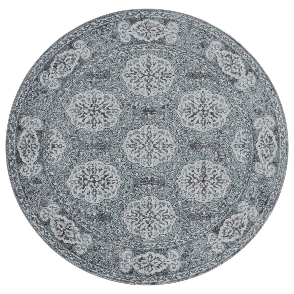 Amer Rugs Alexandria 6"7" Round Steel Blue Area Rug, , large