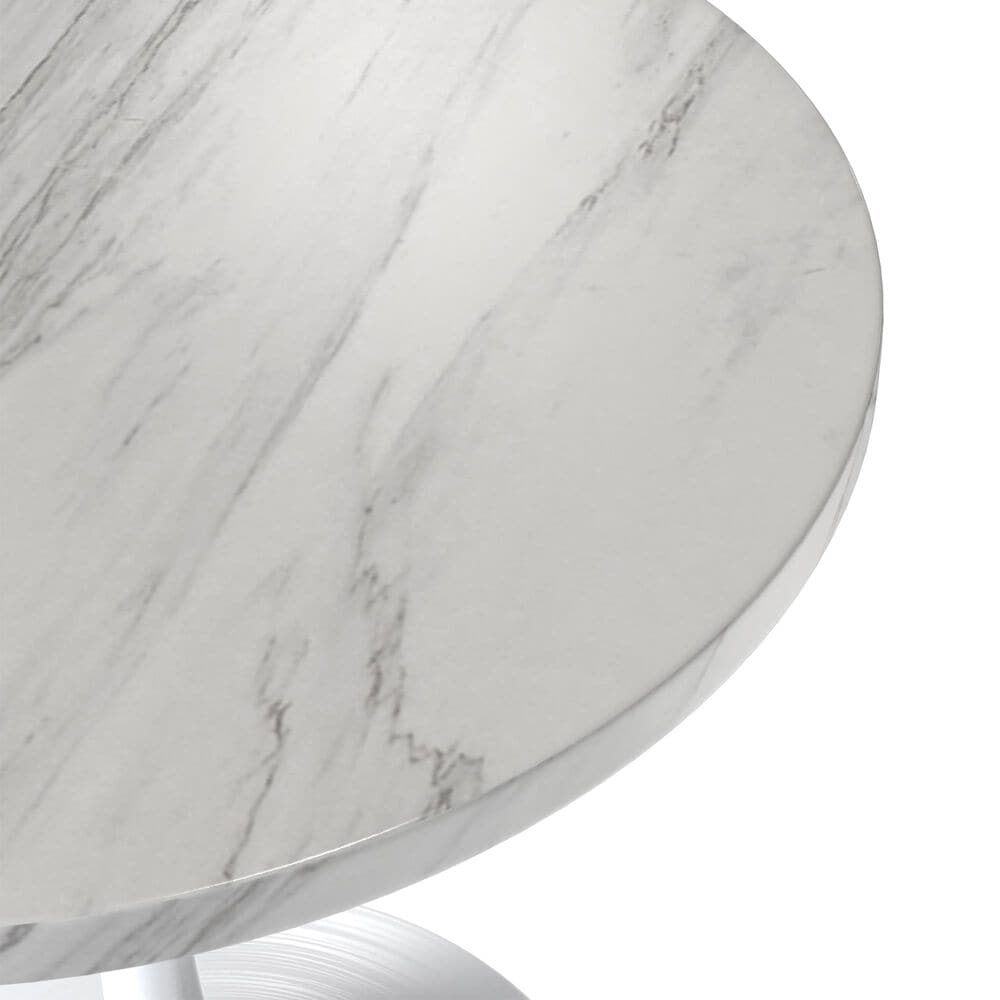 Leisuremod LeisureMod Verve Collection 27 Round Dining Table, White Base with Sintered Stone White Top, , large