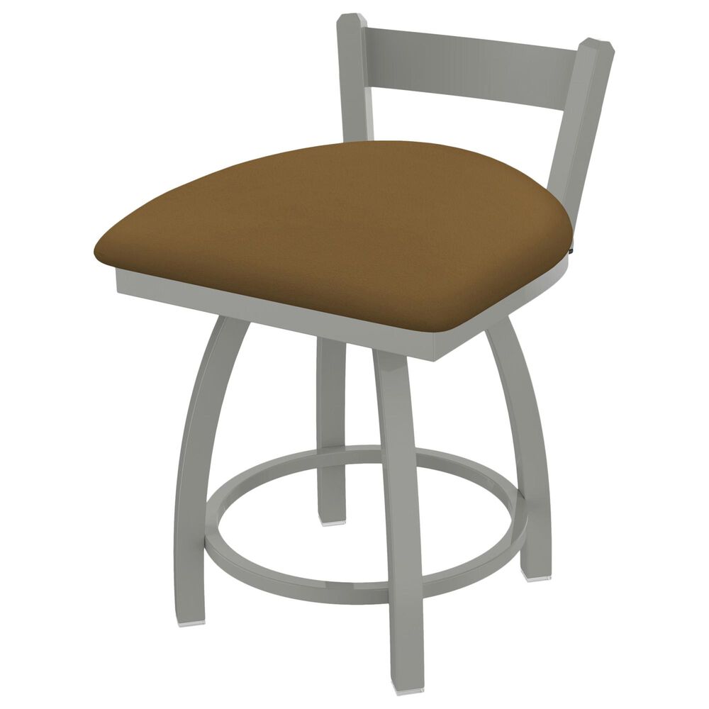 Holland Bar Stool Catalina 18" Low Back Swivel Vanity Stool with Anodized Nickel and Canter Saddle Seat, , large