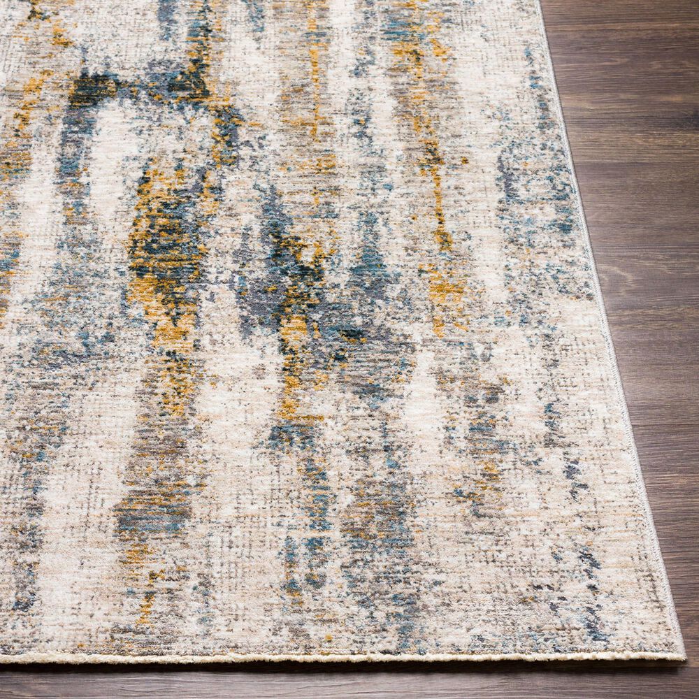Surya Cardiff CDF-2306 Medium Gray, Light Blue, Mustard and Dark Blue 6'7" x 9'6" Area Rug, , large