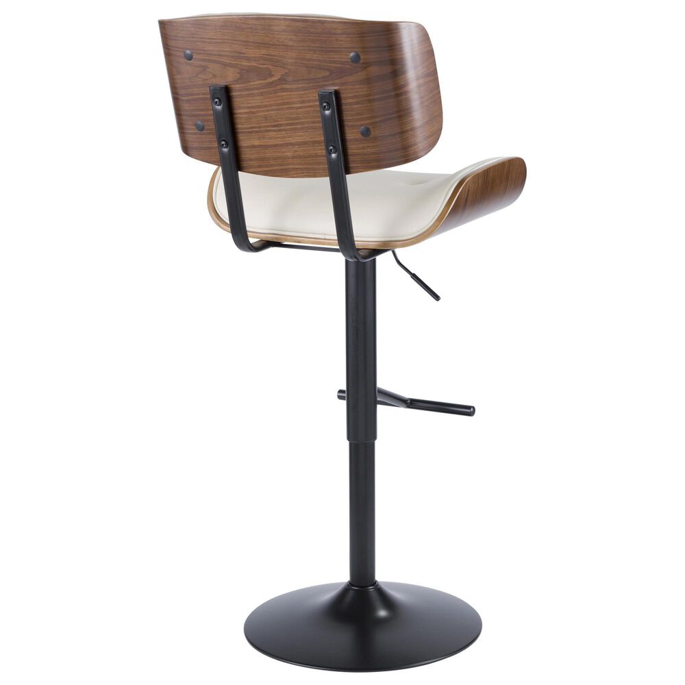 LumiSource Lombardi Swivel Adjustable Barstool with Cream Cushion in Black and Walnut, , large
