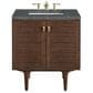 James Martin Vanities Amberly 30" Single Bathroom Vanity in Mid-Century Walnut with 3 cm Parisien Bleu Quartz Top and Rectangular Sink, , large