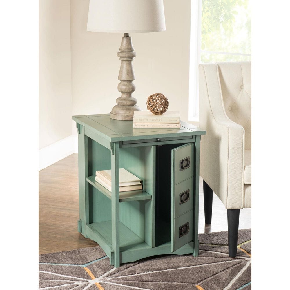 Linon Home Decor Parnell Side Table in Teal, , large