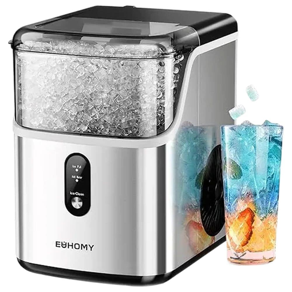 Euhomy 35 Lbs Portable Nugget Ice Maker with Automatic Cleaning in Silver, , large