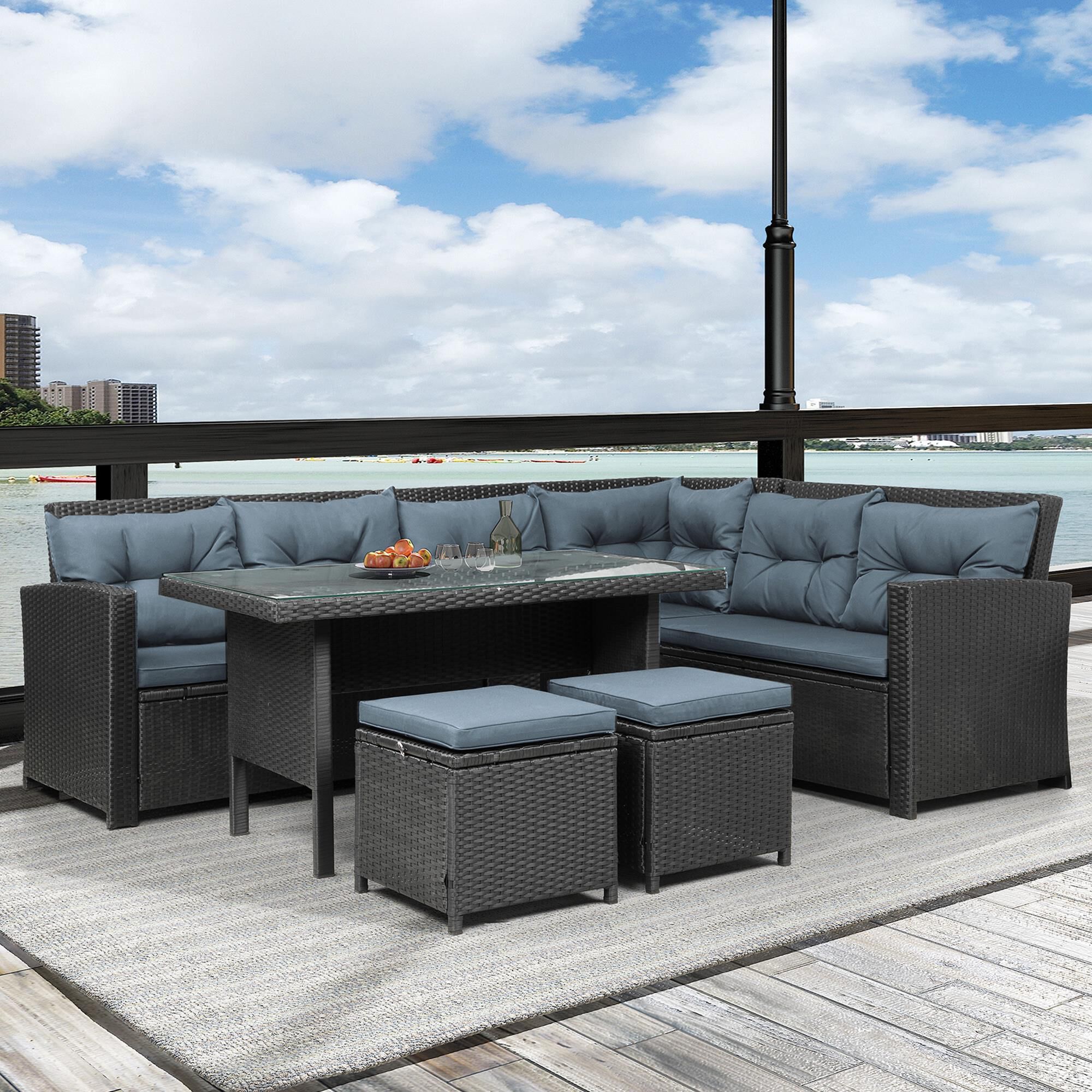 Black 6 piece patio set shop