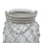 Maple and Jade Round Decorative Indoor/Outdoor Candle Lantern with Rope Handle in Clear and Cream, , large