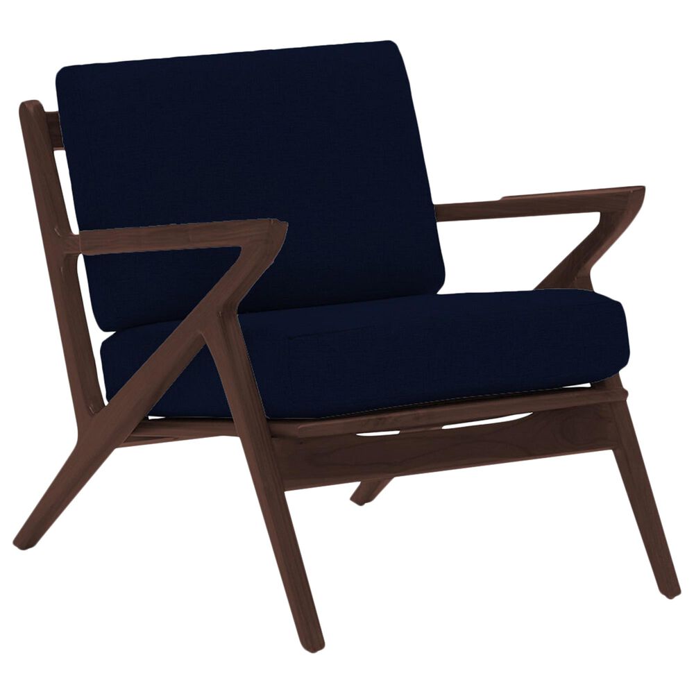 Joybird Soto Concave Arm Chair in Royale Cobalt Velvet and Walnut, , large