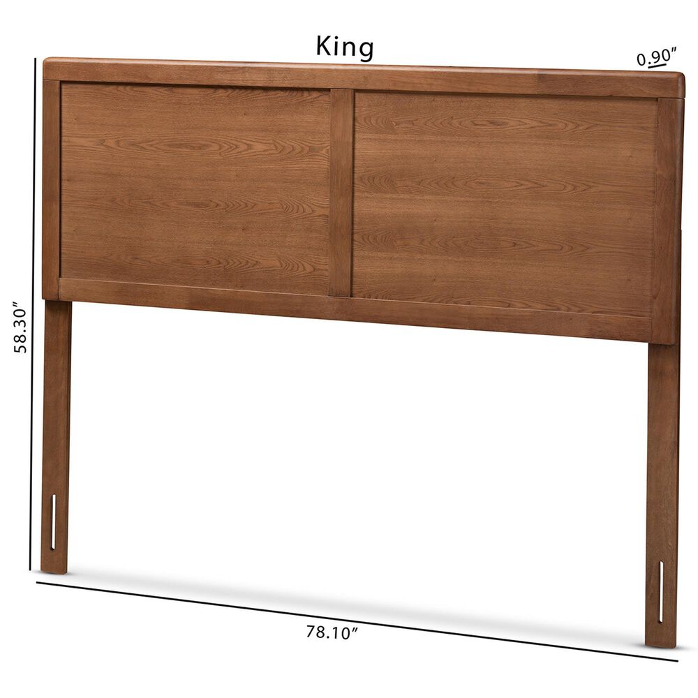 Baxton Studio Raya King Panel Headboard in Walnut Brown, , large