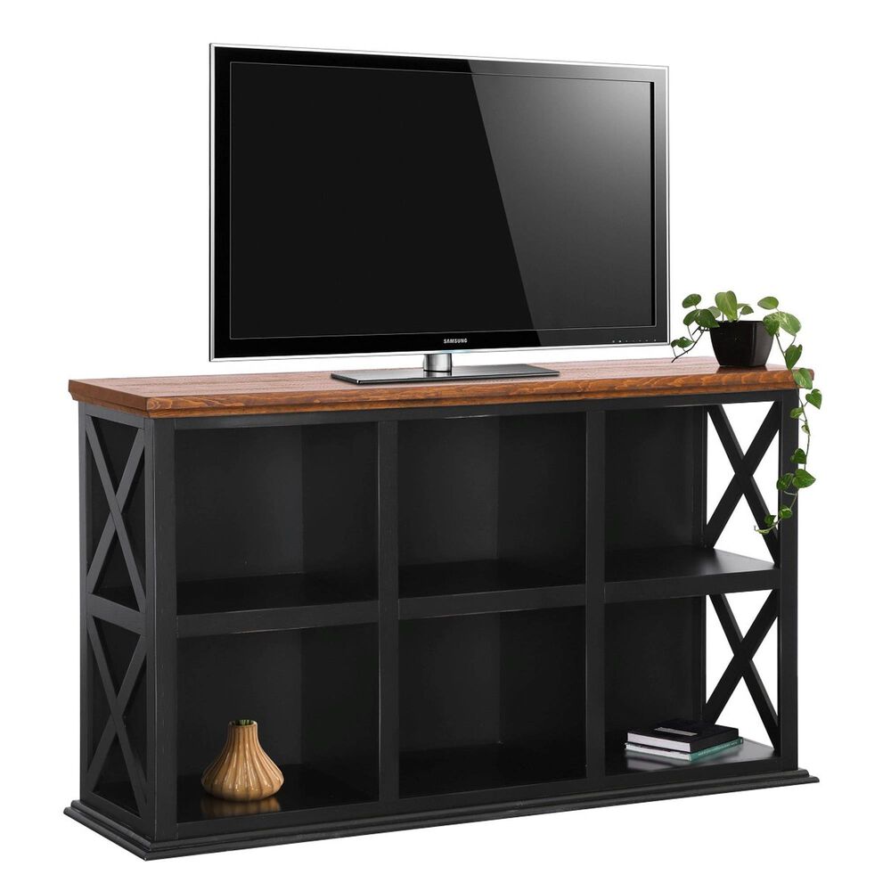 Meximuebles 54&quot; Qatar Horizontal Bookcase in Black Distressed, , large