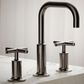 Kohler Purist Widespread Bathroom Sink Faucet with Cross Handles and High Gooseneck Spout in Vibrant Titanium, , large