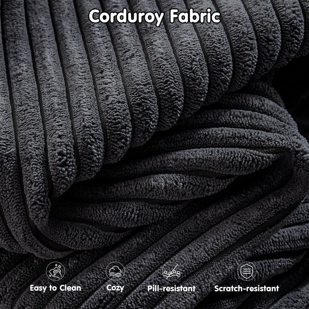 HOMLUX 104" Cloud Sectional Couch Upholstered Modular Sofa with Right L-Shape Chaise, Corduroy Fabric in Gray, , large