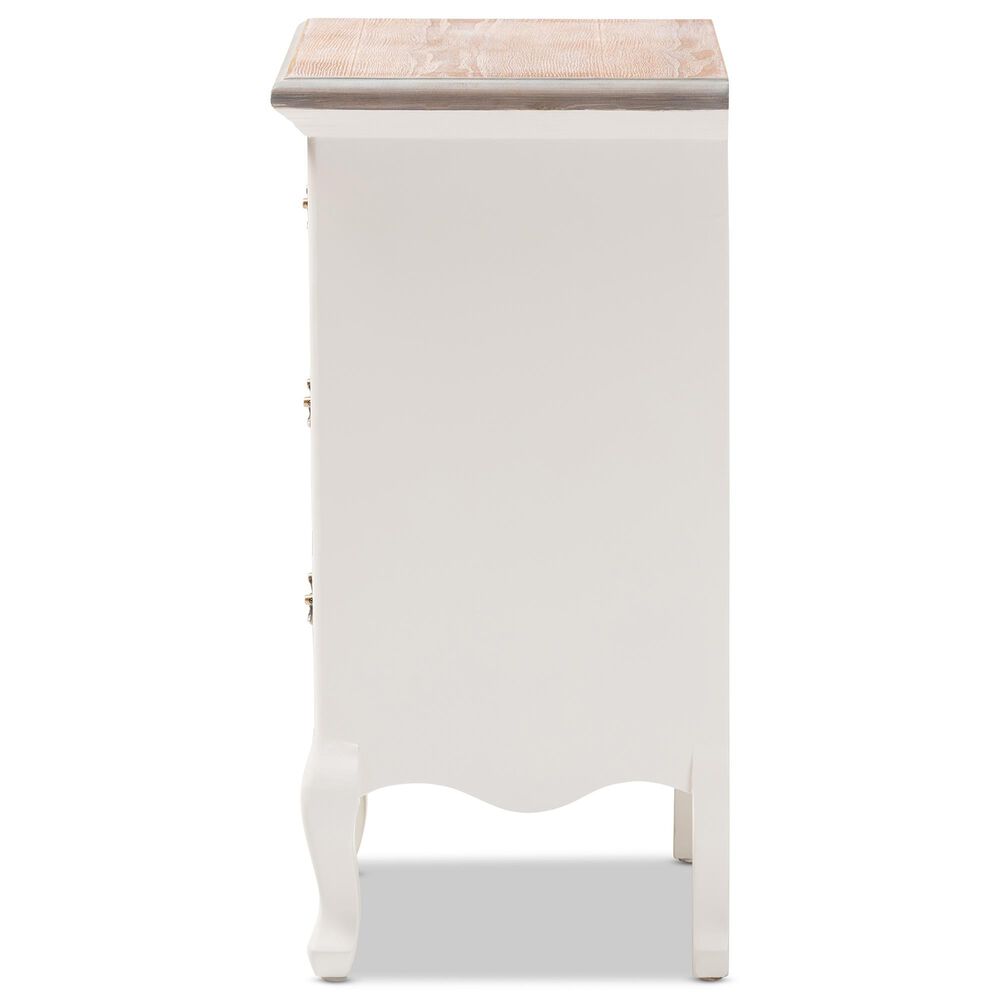 Baxton Studio Capucine 3-Drawer End Table in Natural Whitewashed Oak and White, , large