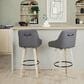 LumiSource Hannah Swivel Bar Stool with Dark Grey Faux Leather Upholstery in Whitewashed and Black (Set of 2), , large