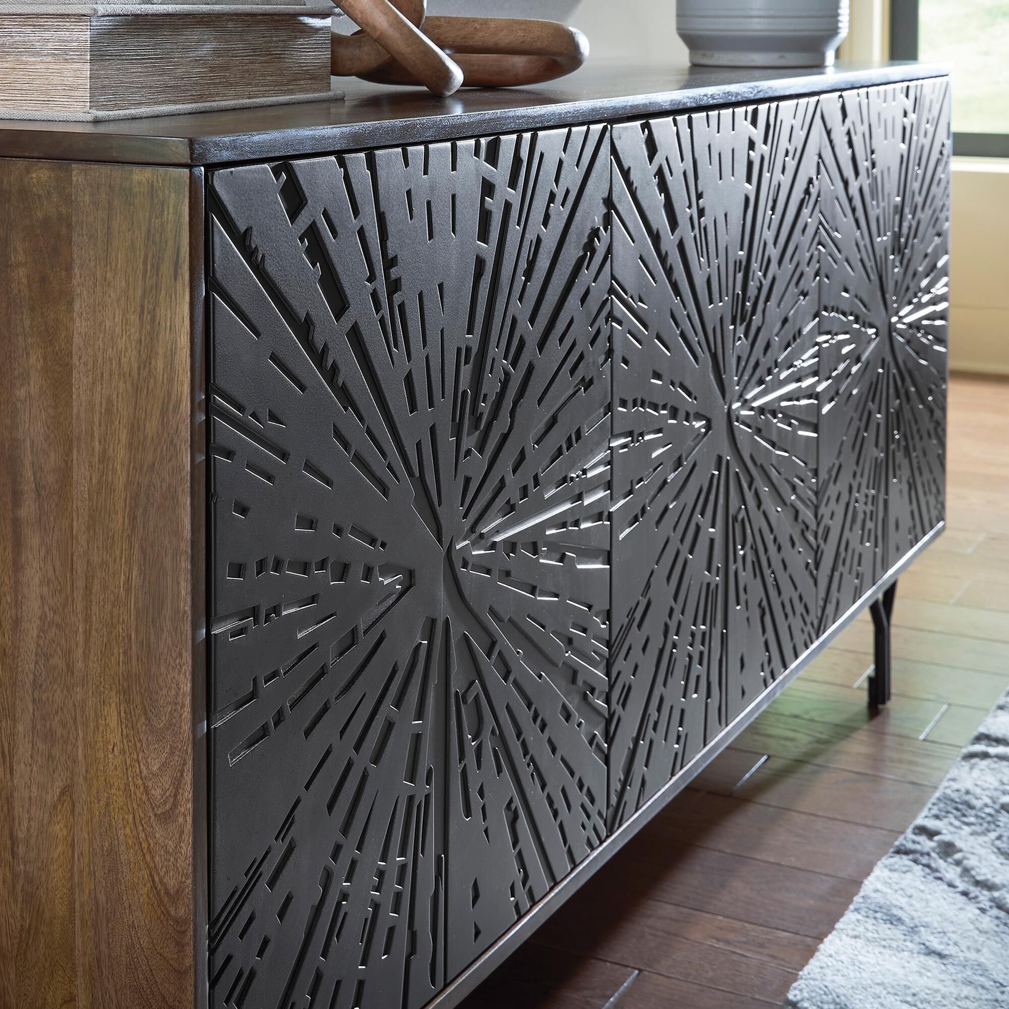 Ashley Lavinmont Accent Cabinet in Gray-Brown, Deep Brown and Black