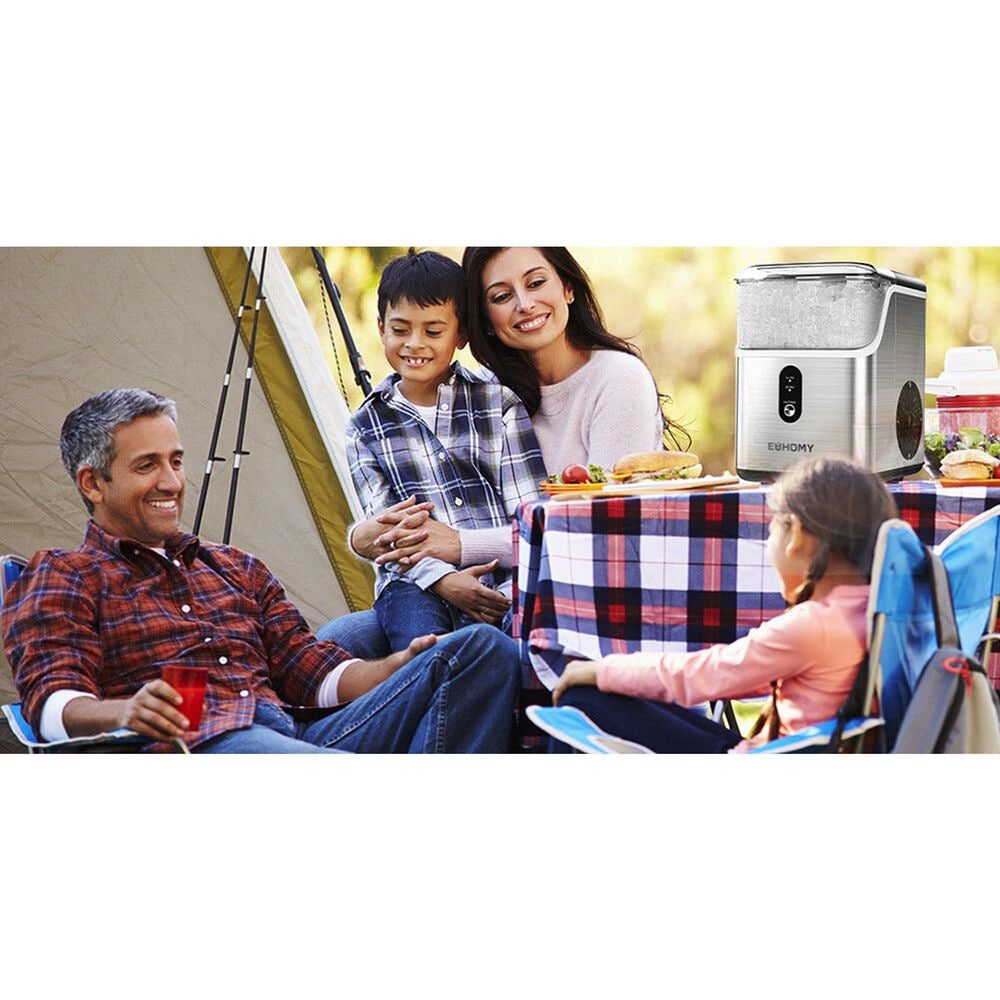Euhomy 35 Lbs Portable Nugget Ice Maker with Automatic Cleaning in Silver, , large