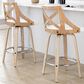 LumiSource Charlotte Swivel Counter Stool with White Faux Leather Upholstery in Whitewashed and Chrome (Set of 2), , large