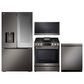 LG 4-Piece Kitchen Package with 26 Cu. Ft. French Door Refrigerator, Gas Range and Pocket Handle Dishwasher in Black Stainless Steel, , large