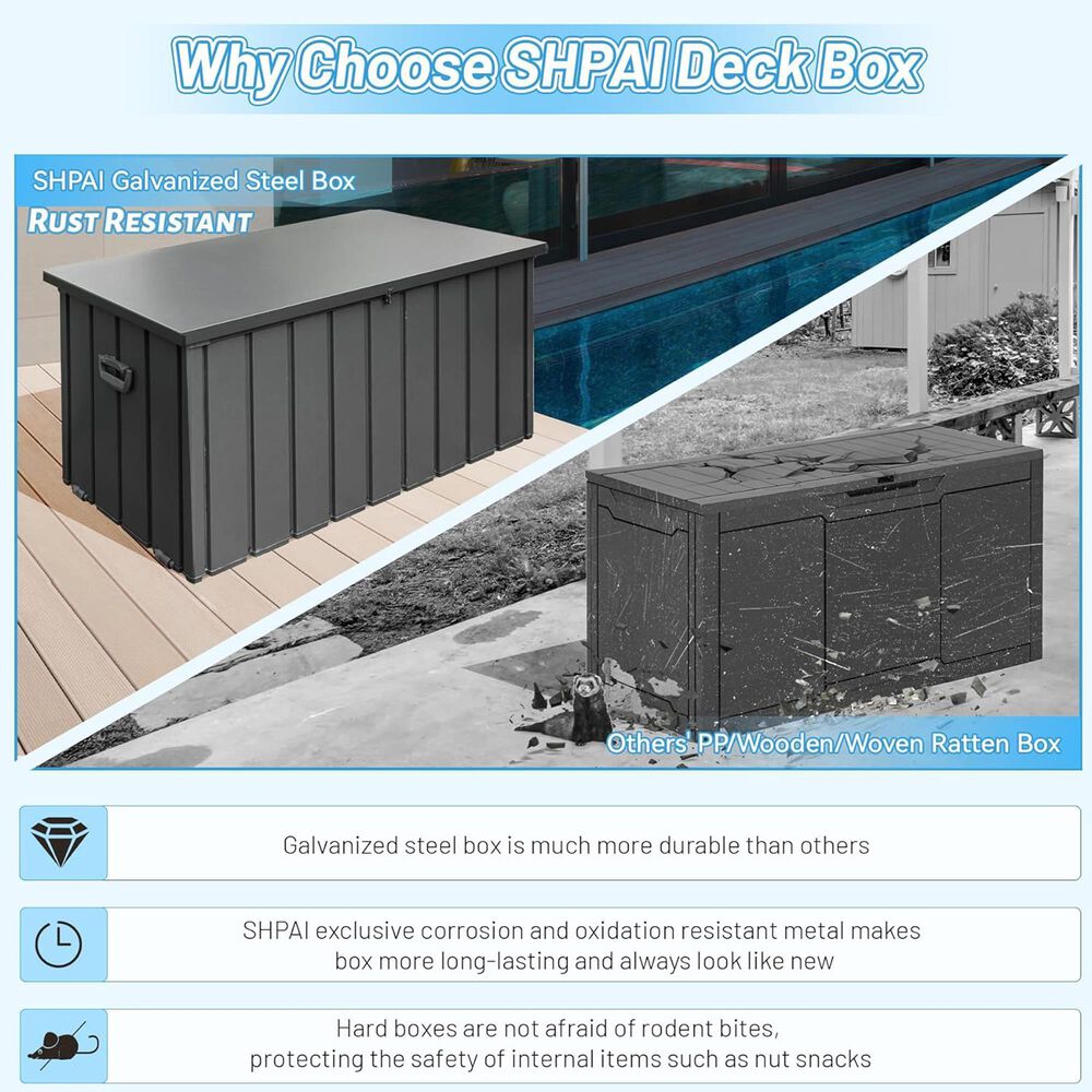 HOMLUX 190-Gallon Outdoor Storage Deck Box in Grey, , large