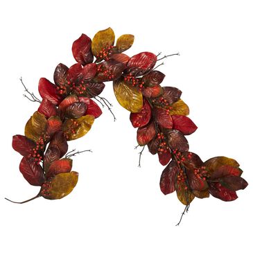 Nearly Natural Inc 6" Autumn Magnolia Garland in Orange, , large