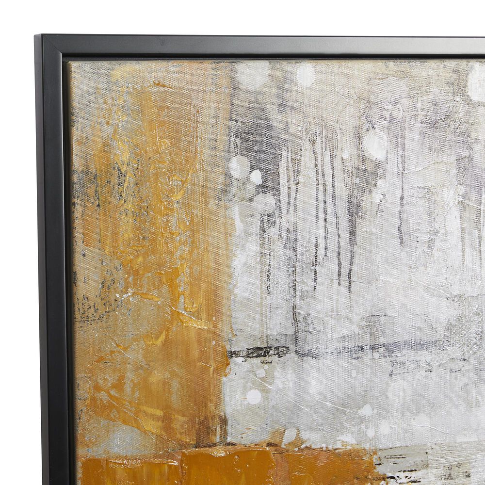 Maple and Jade 48&quot; x 36&quot; Abstract Framed Wall Art in Gray, White and Yellow, , large