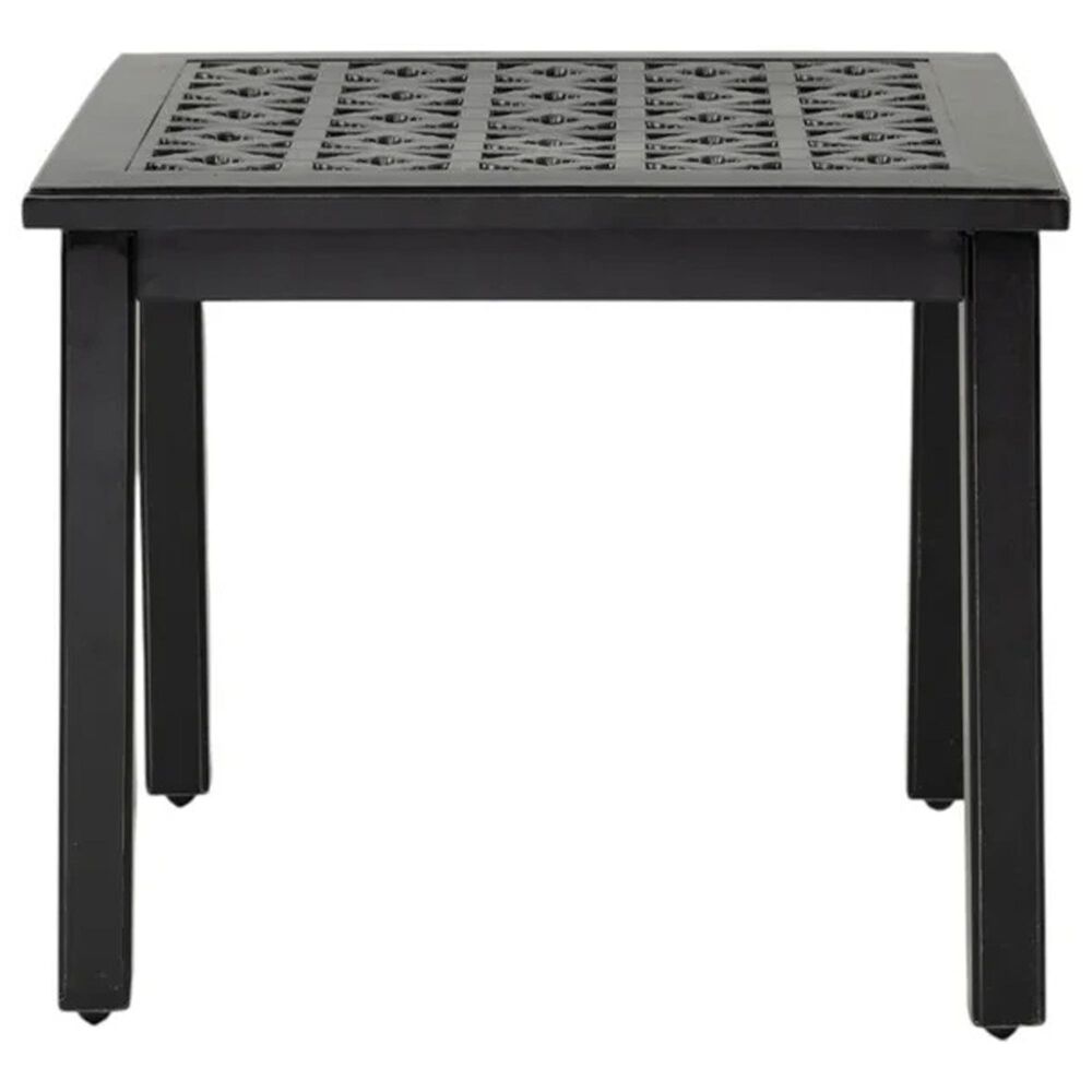 GatherCraft Lucia Patio Square End Table in Black, , large