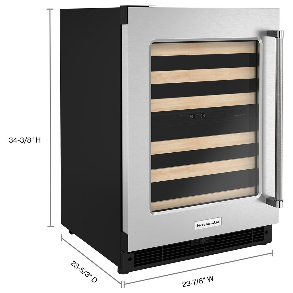 KitchenAid 24&quot; Undercounter Wine Cellar with Left Hinge, Wood-Front Racks in Stainless Steel, , large