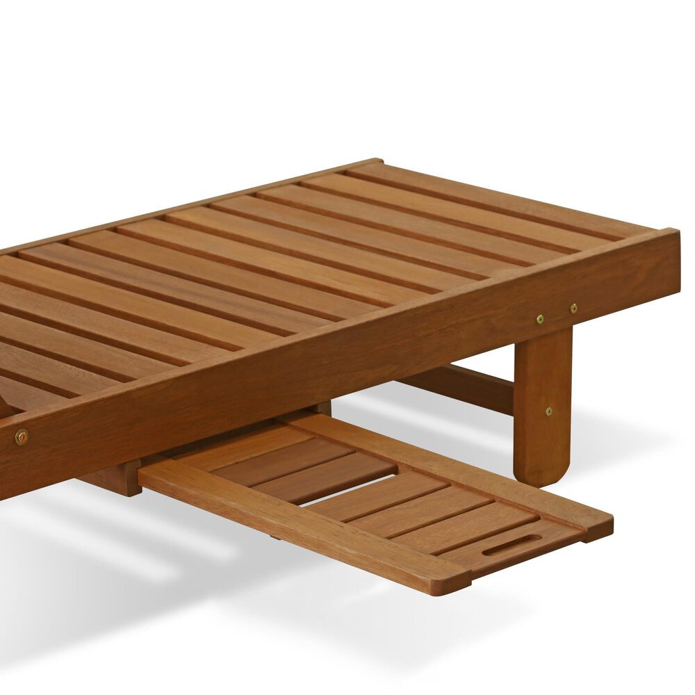 Noviland Patio Lounge Chair Chaise with Side Tray and Wheels in Natural, , large