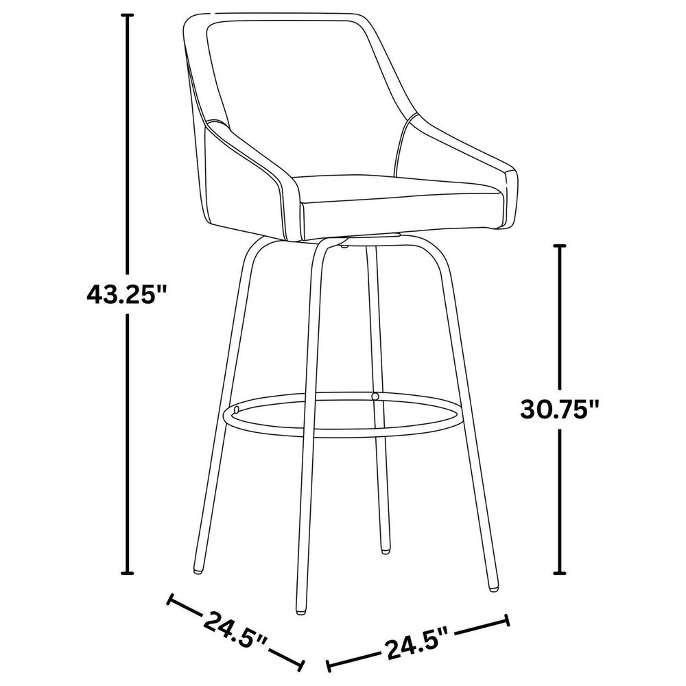 LumiSource Hannah Swivel Bar Stool with White Faux Leather Upholstery in Gold (Set of 2), , large