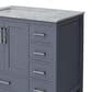 Lexora Home Jacques 36" Left Offset Single Bathroom Vanity in Dark Grey with 2 cm White Carrara Marble Top and Rectangular Sink, , large