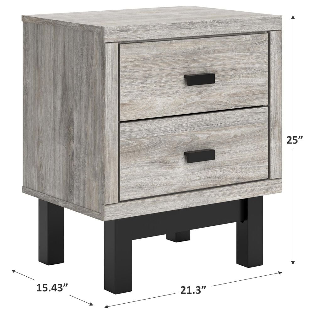Ashley Vessalli 2-Drawer Nightstand in Light Gray and Matte Black, , large