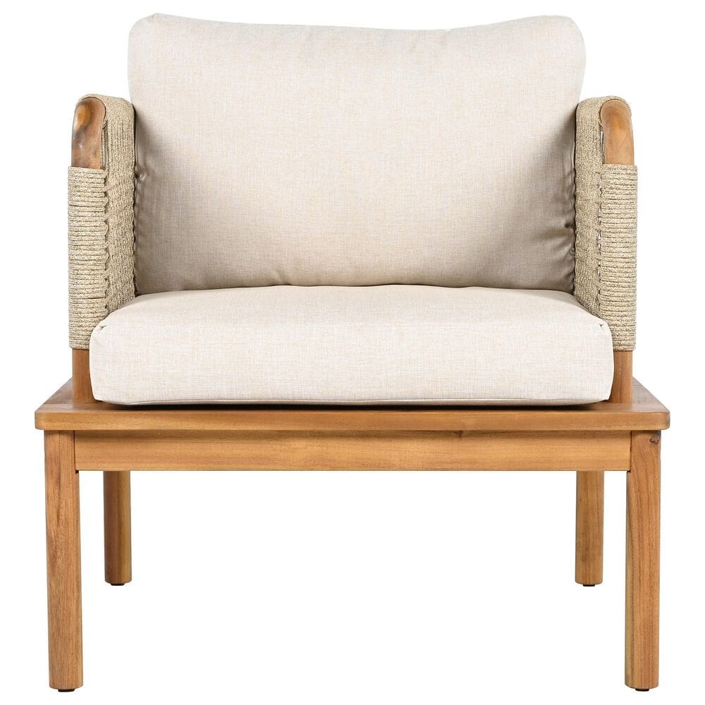 Hearth and Haven 5-Piece Outdoor Conversation Set with Weather Rope and Beige in Teak, , large
